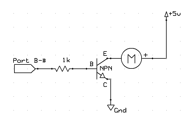 Motor Driven from PIC Port, NPN Transistor Driver