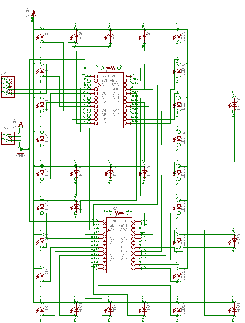 Schematic for One Digit of LED Clock